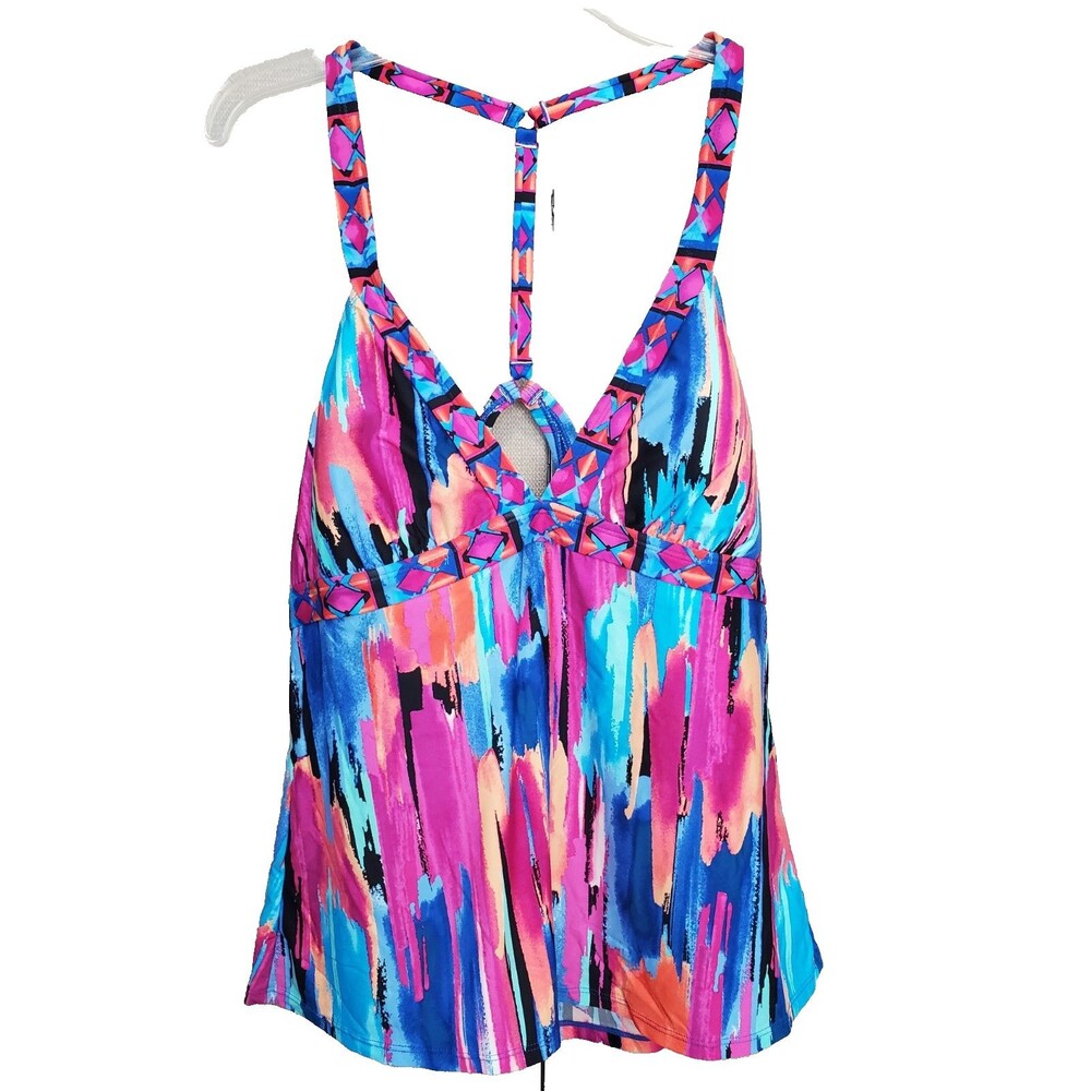 Jantzen Multicolor Racerback Tankini Swim Top Size 14